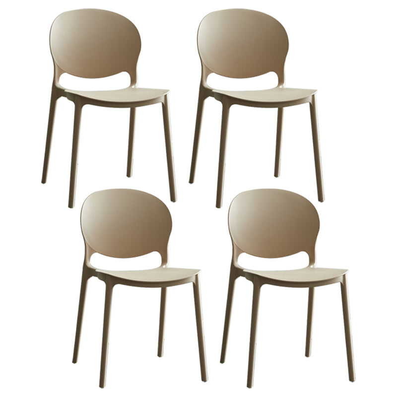 Plastic Contemporary Modern Dining Room Side Chair Open Back Chair Camel Set of 4 Clearhalo ' kitchen&dining_furn' 'Dining Chairs' 'Dining Tables & Seating' 'dining_chair' 'Furniture' 'furniture_dining_chair' 'Kitchen & Dining Furniture' 'kitchen' 4414208