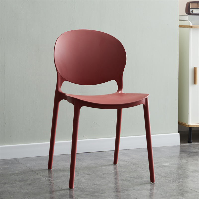 Plastic Contemporary Modern Dining Room Side Chair Open Back Chair Burgundy 1 Piece Clearhalo ' kitchen&dining_furn' 'Dining Chairs' 'Dining Tables & Seating' 'dining_chair' 'Furniture' 'furniture_dining_chair' 'Kitchen & Dining Furniture' 'kitchen' 4414209