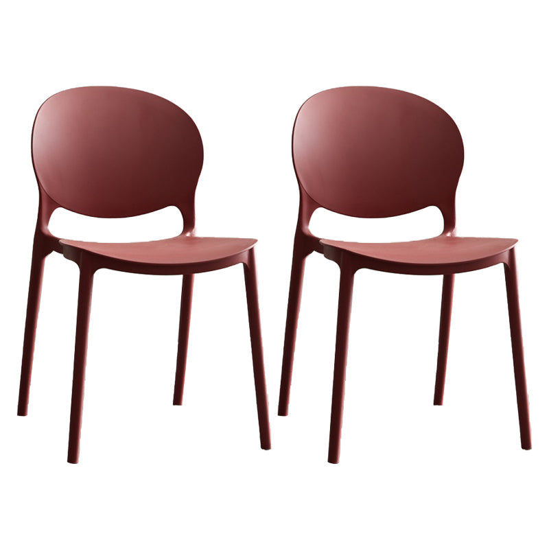 Plastic Contemporary Modern Dining Room Side Chair Open Back Chair Burgundy Set of 2 Clearhalo ' kitchen&dining_furn' 'Dining Chairs' 'Dining Tables & Seating' 'dining_chair' 'Furniture' 'furniture_dining_chair' 'Kitchen & Dining Furniture' 'kitchen' 4414210
