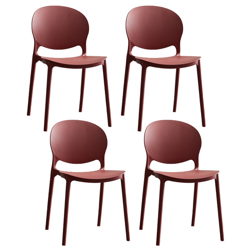 Plastic Contemporary Modern Dining Room Side Chair Open Back Chair Burgundy Set of 4 Clearhalo ' kitchen&dining_furn' 'Dining Chairs' 'Dining Tables & Seating' 'dining_chair' 'Furniture' 'furniture_dining_chair' 'Kitchen & Dining Furniture' 'kitchen' 4414211