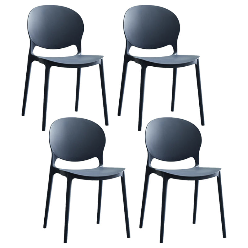 Plastic Contemporary Modern Dining Room Side Chair Open Back Chair Gray-Blue Set of 4 Clearhalo ' kitchen&dining_furn' 'Dining Chairs' 'Dining Tables & Seating' 'dining_chair' 'Furniture' 'furniture_dining_chair' 'Kitchen & Dining Furniture' 'kitchen' 4414214
