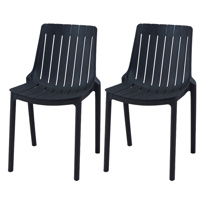 Modern Plastic Indoor-Outdoor Chairs Slat Back Arm Chair for Restaurant Black 2 Piece Set Clearhalo ' kitchen&dining_furn' 'Dining Chairs' 'Dining Tables & Seating' 'dining_chair' 'furn' 'furn_dining_chair' 'Furniture' 'furniture_dining_chair' 'Kitchen & Dining Furniture' 'kitchen' 4414217