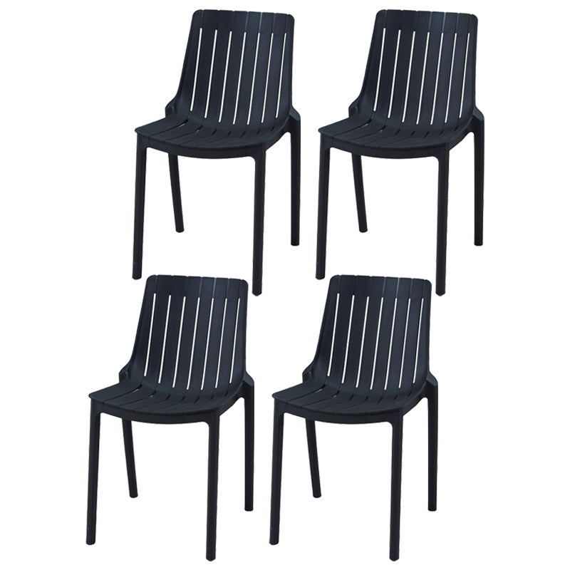 Modern Plastic Indoor-Outdoor Chairs Slat Back Arm Chair for Restaurant Black 4 Piece Set Clearhalo ' kitchen&dining_furn' 'Dining Chairs' 'Dining Tables & Seating' 'dining_chair' 'furn' 'furn_dining_chair' 'Furniture' 'furniture_dining_chair' 'Kitchen & Dining Furniture' 'kitchen' 4414219