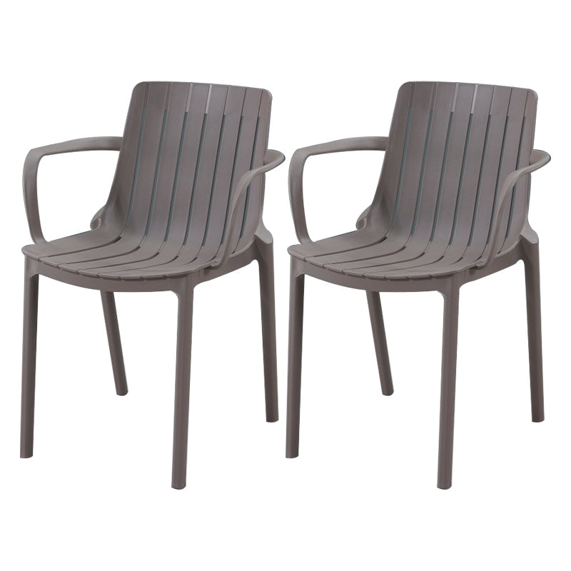 Modern Plastic Indoor-Outdoor Chairs Slat Back Arm Chair for Restaurant Grey 2 Piece Set Clearhalo ' kitchen&dining_furn' 'Dining Chairs' 'Dining Tables & Seating' 'dining_chair' 'furn' 'furn_dining_chair' 'Furniture' 'furniture_dining_chair' 'Kitchen & Dining Furniture' 'kitchen' 4414220