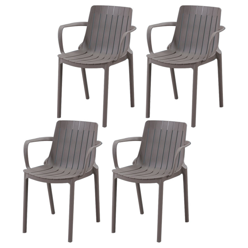 Modern Plastic Indoor-Outdoor Chairs Slat Back Arm Chair for Restaurant Grey 4 Piece Set Clearhalo ' kitchen&dining_furn' 'Dining Chairs' 'Dining Tables & Seating' 'dining_chair' 'furn' 'furn_dining_chair' 'Furniture' 'furniture_dining_chair' 'Kitchen & Dining Furniture' 'kitchen' 4414222