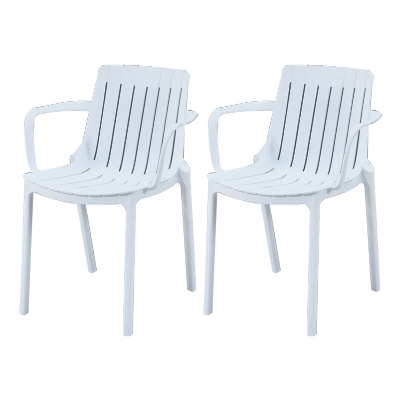 Modern Plastic Indoor-Outdoor Chairs Slat Back Arm Chair for Restaurant White 2 Piece Set Clearhalo ' kitchen&dining_furn' 'Dining Chairs' 'Dining Tables & Seating' 'dining_chair' 'furn' 'furn_dining_chair' 'Furniture' 'furniture_dining_chair' 'Kitchen & Dining Furniture' 'kitchen' 4414228