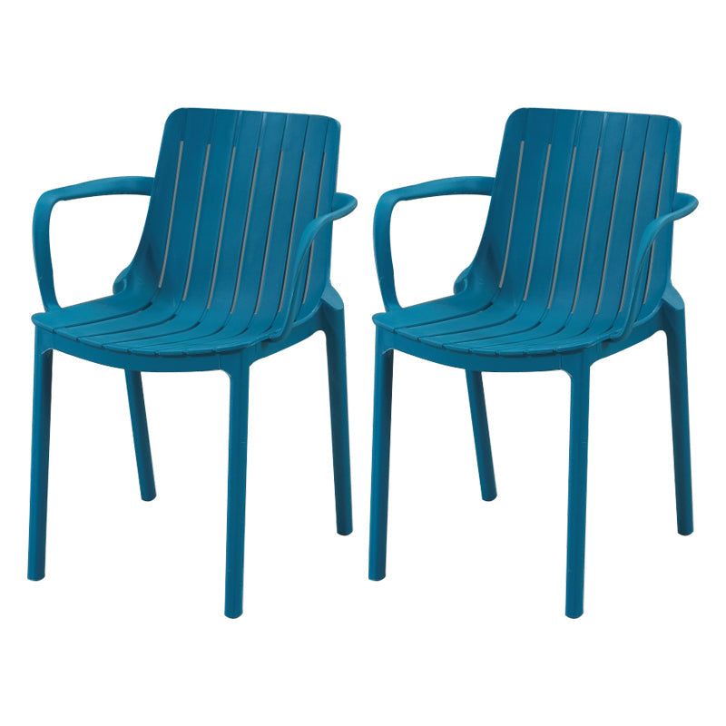 Modern Plastic Indoor-Outdoor Chairs Slat Back Arm Chair for Restaurant Blue 2 Piece Set Clearhalo ' kitchen&dining_furn' 'Dining Chairs' 'Dining Tables & Seating' 'dining_chair' 'furn' 'furn_dining_chair' 'Furniture' 'furniture_dining_chair' 'Kitchen & Dining Furniture' 'kitchen' 4414237