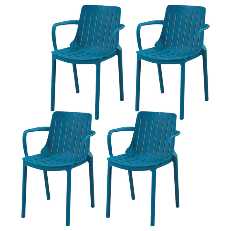 Modern Plastic Indoor-Outdoor Chairs Slat Back Arm Chair for Restaurant Blue 4 Piece Set Clearhalo ' kitchen&dining_furn' 'Dining Chairs' 'Dining Tables & Seating' 'dining_chair' 'furn' 'furn_dining_chair' 'Furniture' 'furniture_dining_chair' 'Kitchen & Dining Furniture' 'kitchen' 4414239