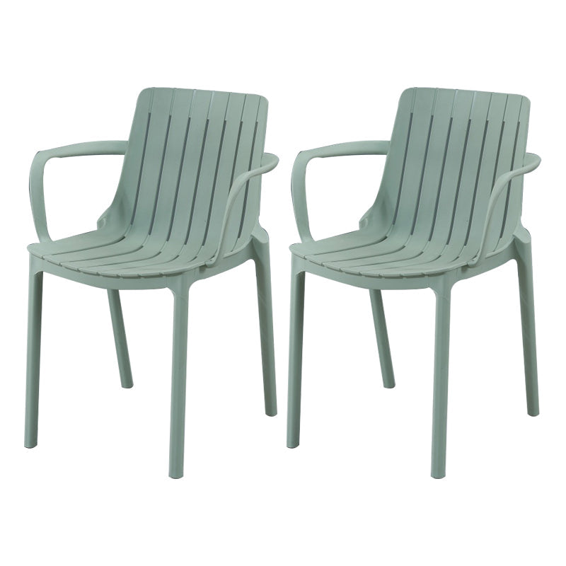 Modern Plastic Indoor-Outdoor Chairs Slat Back Arm Chair for Restaurant Gray-Green 2 Piece Set Clearhalo ' kitchen&dining_furn' 'Dining Chairs' 'Dining Tables & Seating' 'dining_chair' 'furn' 'furn_dining_chair' 'Furniture' 'furniture_dining_chair' 'Kitchen & Dining Furniture' 'kitchen' 4414241