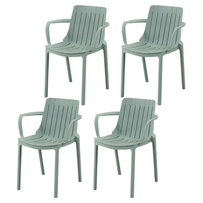 Modern Plastic Indoor-Outdoor Chairs Slat Back Arm Chair for Restaurant Gray-Green 4 Piece Set Clearhalo ' kitchen&dining_furn' 'Dining Chairs' 'Dining Tables & Seating' 'dining_chair' 'furn' 'furn_dining_chair' 'Furniture' 'furniture_dining_chair' 'Kitchen & Dining Furniture' 'kitchen' 4414242