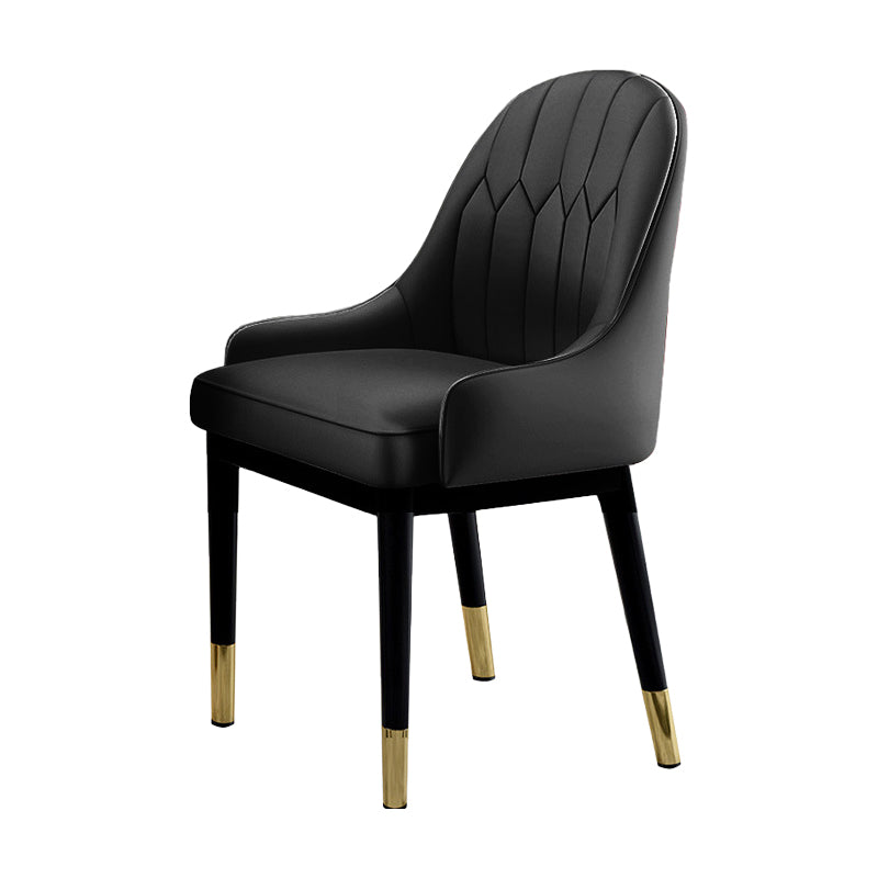 Glam Dining Chairs Matte Finish Leather Curved Parsons Chair for kitchen Black 1 Piece Clearhalo ' kitchen&dining_furn' 'Dining Chairs' 'Dining Tables & Seating' 'dining_chair' 'furn' 'furn_dining_chair' 'Furniture' 'furniture_dining_chair' 'Kitchen & Dining Furniture' 'kitchen' 4414247