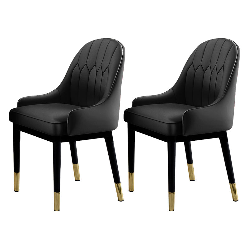 Glam Dining Chairs Matte Finish Leather Curved Parsons Chair for kitchen Black 2 Piece Set Clearhalo ' kitchen&dining_furn' 'Dining Chairs' 'Dining Tables & Seating' 'dining_chair' 'furn' 'furn_dining_chair' 'Furniture' 'furniture_dining_chair' 'Kitchen & Dining Furniture' 'kitchen' 4414249
