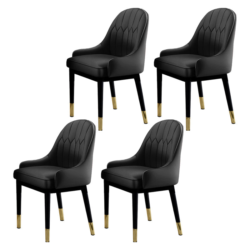Glam Dining Chairs Matte Finish Leather Curved Parsons Chair for kitchen Black 4 Piece Set Clearhalo ' kitchen&dining_furn' 'Dining Chairs' 'Dining Tables & Seating' 'dining_chair' 'furn' 'furn_dining_chair' 'Furniture' 'furniture_dining_chair' 'Kitchen & Dining Furniture' 'kitchen' 4414250