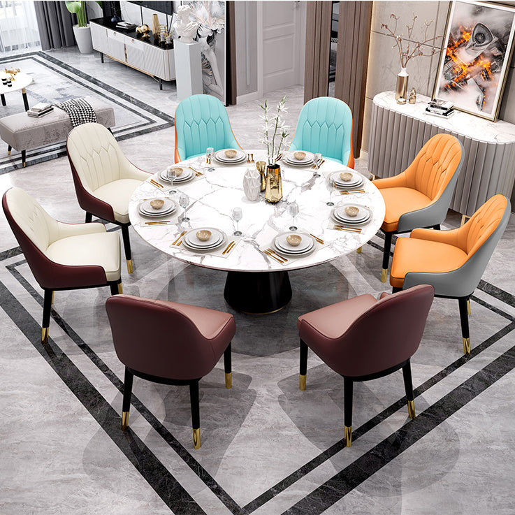 Glam Dining Chairs Matte Finish Leather Curved Parsons Chair for kitchen Clearhalo ' kitchen&dining_furn' 'Dining Chairs' 'Dining Tables & Seating' 'dining_chair' 'furn' 'furn_dining_chair' 'Furniture' 'furniture_dining_chair' 'Kitchen & Dining Furniture' 'kitchen' 4414251