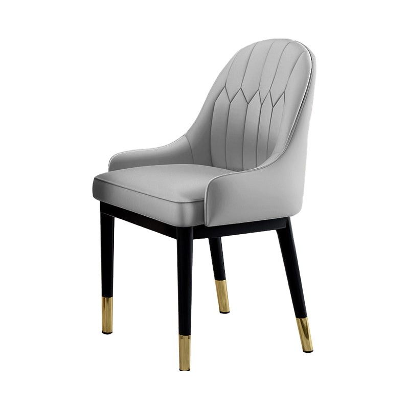 Glam Dining Chairs Matte Finish Leather Curved Parsons Chair for kitchen Grey 1 Piece Clearhalo ' kitchen&dining_furn' 'Dining Chairs' 'Dining Tables & Seating' 'dining_chair' 'furn' 'furn_dining_chair' 'Furniture' 'furniture_dining_chair' 'Kitchen & Dining Furniture' 'kitchen' 4414252
