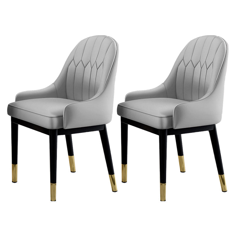 Glam Dining Chairs Matte Finish Leather Curved Parsons Chair for kitchen Grey 2 Piece Set Clearhalo ' kitchen&dining_furn' 'Dining Chairs' 'Dining Tables & Seating' 'dining_chair' 'furn' 'furn_dining_chair' 'Furniture' 'furniture_dining_chair' 'Kitchen & Dining Furniture' 'kitchen' 4414255