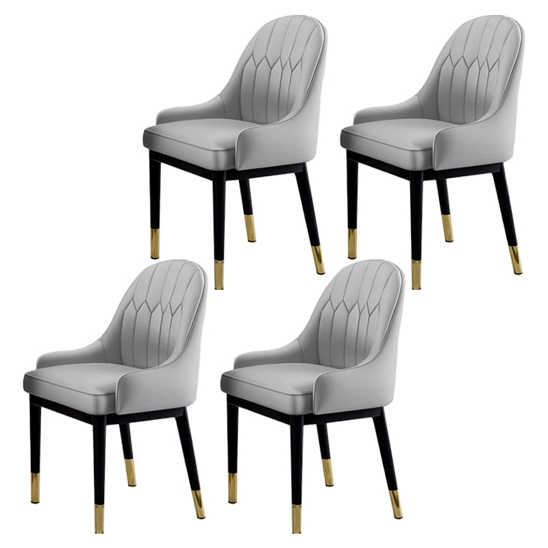 Glam Dining Chairs Matte Finish Leather Curved Parsons Chair for kitchen Grey 4 Piece Set Clearhalo ' kitchen&dining_furn' 'Dining Chairs' 'Dining Tables & Seating' 'dining_chair' 'furn' 'furn_dining_chair' 'Furniture' 'furniture_dining_chair' 'Kitchen & Dining Furniture' 'kitchen' 4414257