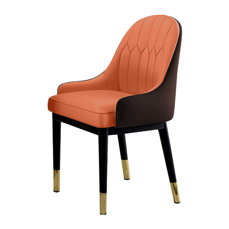 Glam Dining Chairs Matte Finish Leather Curved Parsons Chair for kitchen Orange 1 Piece Clearhalo ' kitchen&dining_furn' 'Dining Chairs' 'Dining Tables & Seating' 'dining_chair' 'furn' 'furn_dining_chair' 'Furniture' 'furniture_dining_chair' 'Kitchen & Dining Furniture' 'kitchen' 4414258