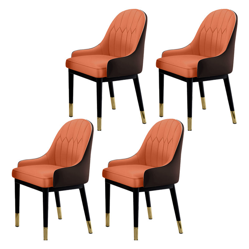 Glam Dining Chairs Matte Finish Leather Curved Parsons Chair for kitchen Orange 4 Piece Set Clearhalo ' kitchen&dining_furn' 'Dining Chairs' 'Dining Tables & Seating' 'dining_chair' 'furn' 'furn_dining_chair' 'Furniture' 'furniture_dining_chair' 'Kitchen & Dining Furniture' 'kitchen' 4414262