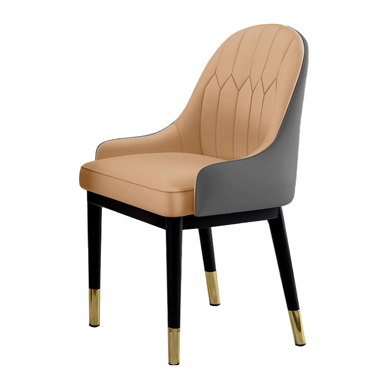 Glam Dining Chairs Matte Finish Leather Curved Parsons Chair for kitchen Light Brown 1 Piece Clearhalo ' kitchen&dining_furn' 'Dining Chairs' 'Dining Tables & Seating' 'dining_chair' 'furn' 'furn_dining_chair' 'Furniture' 'furniture_dining_chair' 'Kitchen & Dining Furniture' 'kitchen' 4414264