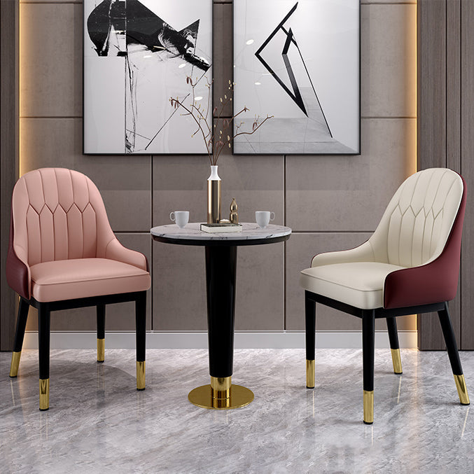Glam Dining Chairs Matte Finish Leather Curved Parsons Chair for kitchen Clearhalo ' kitchen&dining_furn' 'Dining Chairs' 'Dining Tables & Seating' 'dining_chair' 'furn' 'furn_dining_chair' 'Furniture' 'furniture_dining_chair' 'Kitchen & Dining Furniture' 'kitchen' 4414265