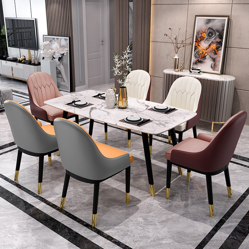 Glam Dining Chairs Matte Finish Leather Curved Parsons Chair for kitchen Clearhalo ' kitchen&dining_furn' 'Dining Chairs' 'Dining Tables & Seating' 'dining_chair' 'furn' 'furn_dining_chair' 'Furniture' 'furniture_dining_chair' 'Kitchen & Dining Furniture' 'kitchen' 4414266