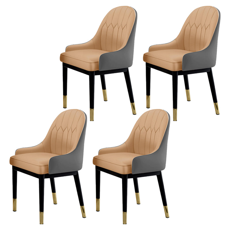 Glam Dining Chairs Matte Finish Leather Curved Parsons Chair for kitchen Light Brown 4 Piece Set Clearhalo ' kitchen&dining_furn' 'Dining Chairs' 'Dining Tables & Seating' 'dining_chair' 'furn' 'furn_dining_chair' 'Furniture' 'furniture_dining_chair' 'Kitchen & Dining Furniture' 'kitchen' 4414268