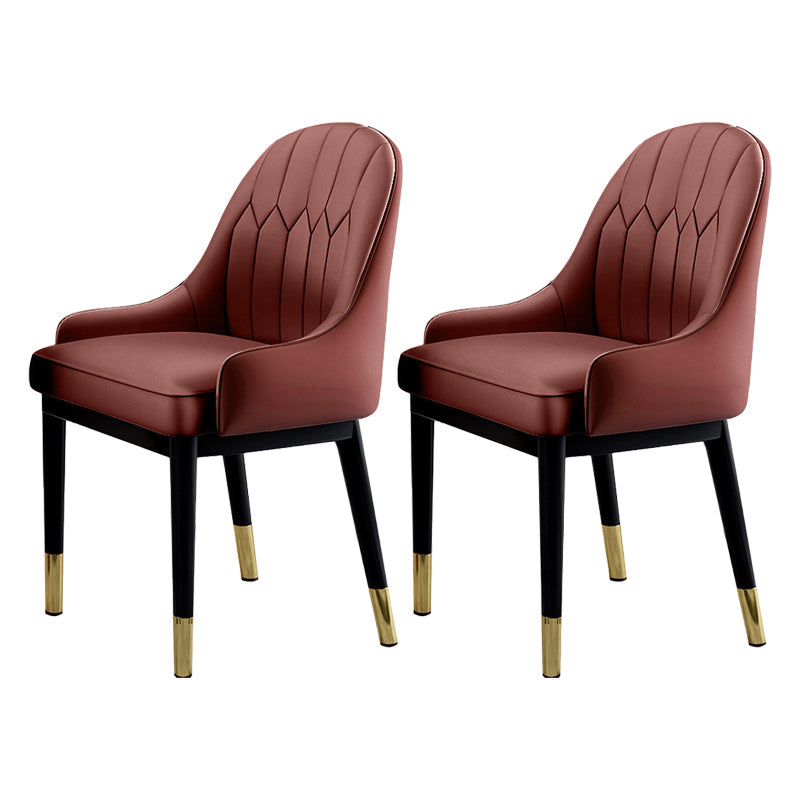 Glam Dining Chairs Matte Finish Leather Curved Parsons Chair for kitchen Coffee 2 Piece Set Clearhalo ' kitchen&dining_furn' 'Dining Chairs' 'Dining Tables & Seating' 'dining_chair' 'furn' 'furn_dining_chair' 'Furniture' 'furniture_dining_chair' 'Kitchen & Dining Furniture' 'kitchen' 4414270