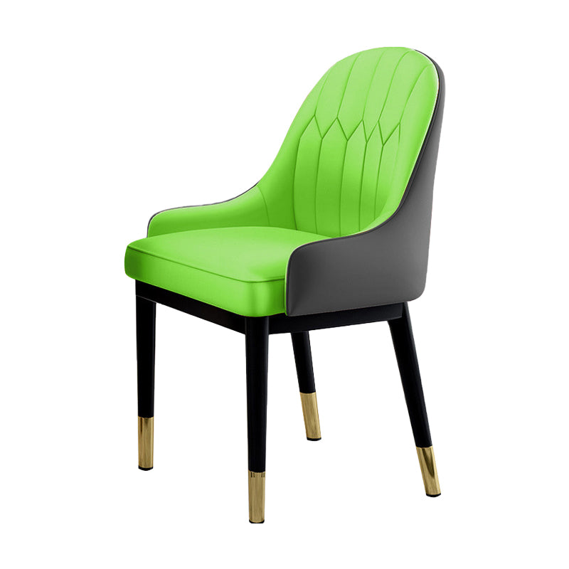 Glam Dining Chairs Matte Finish Leather Curved Parsons Chair for kitchen Gray-Green 1 Piece Clearhalo ' kitchen&dining_furn' 'Dining Chairs' 'Dining Tables & Seating' 'dining_chair' 'furn' 'furn_dining_chair' 'Furniture' 'furniture_dining_chair' 'Kitchen & Dining Furniture' 'kitchen' 4414272