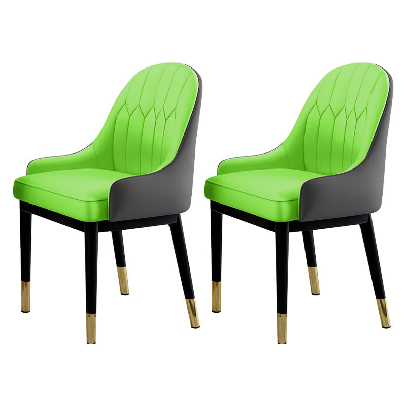 Glam Dining Chairs Matte Finish Leather Curved Parsons Chair for kitchen Gray-Green 2 Piece Set Clearhalo ' kitchen&dining_furn' 'Dining Chairs' 'Dining Tables & Seating' 'dining_chair' 'furn' 'furn_dining_chair' 'Furniture' 'furniture_dining_chair' 'Kitchen & Dining Furniture' 'kitchen' 4414273
