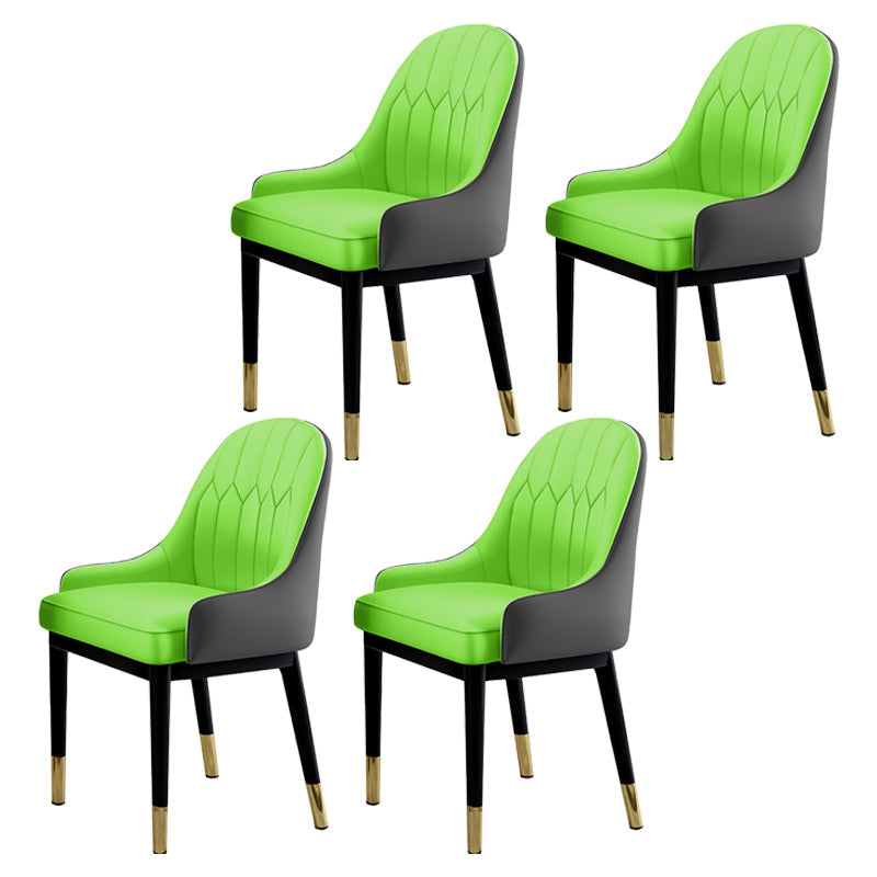 Glam Dining Chairs Matte Finish Leather Curved Parsons Chair for kitchen Gray-Green 4 Piece Set Clearhalo ' kitchen&dining_furn' 'Dining Chairs' 'Dining Tables & Seating' 'dining_chair' 'furn' 'furn_dining_chair' 'Furniture' 'furniture_dining_chair' 'Kitchen & Dining Furniture' 'kitchen' 4414274