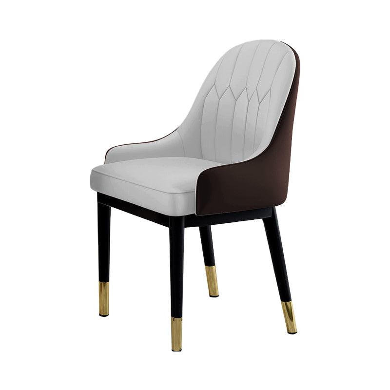 Glam Dining Chairs Matte Finish Leather Curved Parsons Chair for kitchen Gray Coffee 1 Piece Clearhalo ' kitchen&dining_furn' 'Dining Chairs' 'Dining Tables & Seating' 'dining_chair' 'furn' 'furn_dining_chair' 'Furniture' 'furniture_dining_chair' 'Kitchen & Dining Furniture' 'kitchen' 4414275
