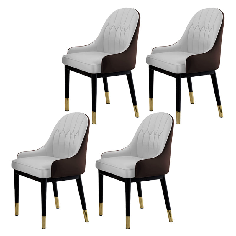 Glam Dining Chairs Matte Finish Leather Curved Parsons Chair for kitchen Gray Coffee 4 Piece Set Clearhalo ' kitchen&dining_furn' 'Dining Chairs' 'Dining Tables & Seating' 'dining_chair' 'furn' 'furn_dining_chair' 'Furniture' 'furniture_dining_chair' 'Kitchen & Dining Furniture' 'kitchen' 4414277