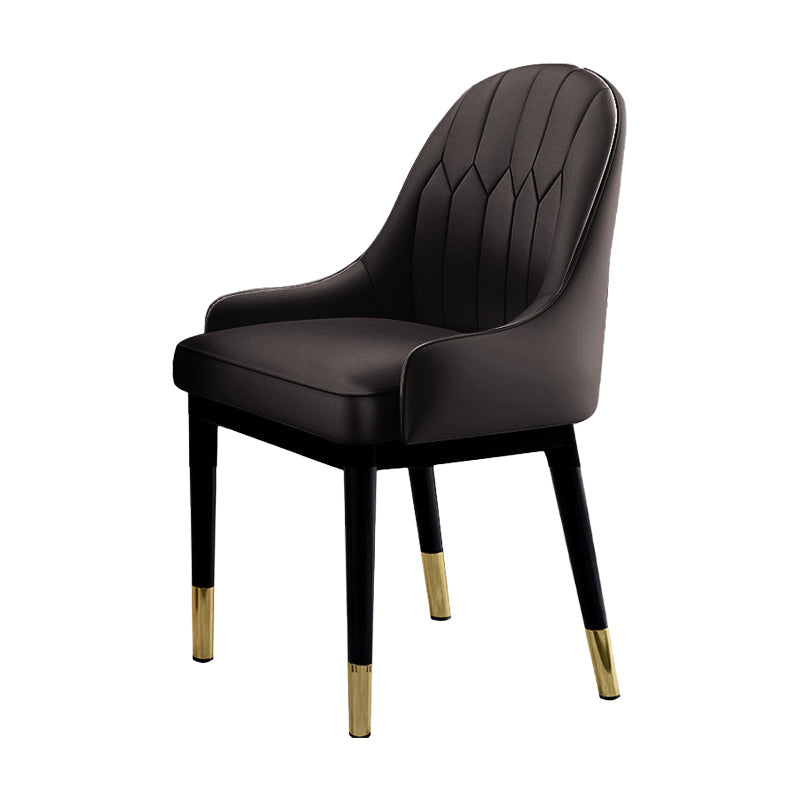 Glam Dining Chairs Matte Finish Leather Curved Parsons Chair for kitchen Dark Coffee 1 Piece Clearhalo ' kitchen&dining_furn' 'Dining Chairs' 'Dining Tables & Seating' 'dining_chair' 'furn' 'furn_dining_chair' 'Furniture' 'furniture_dining_chair' 'Kitchen & Dining Furniture' 'kitchen' 4414278