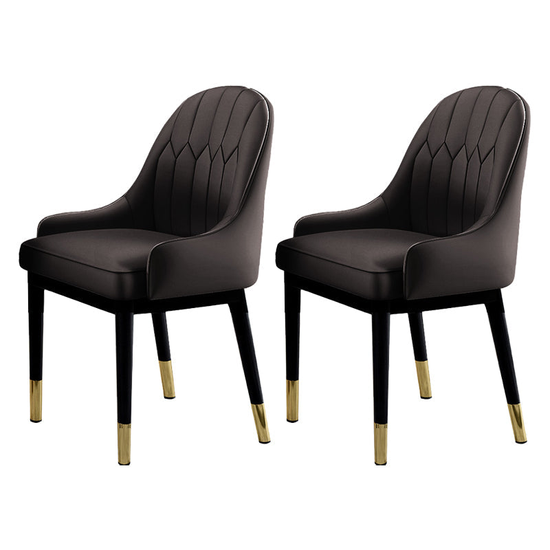 Glam Dining Chairs Matte Finish Leather Curved Parsons Chair for kitchen Dark Coffee 2 Piece Set Clearhalo ' kitchen&dining_furn' 'Dining Chairs' 'Dining Tables & Seating' 'dining_chair' 'furn' 'furn_dining_chair' 'Furniture' 'furniture_dining_chair' 'Kitchen & Dining Furniture' 'kitchen' 4414279