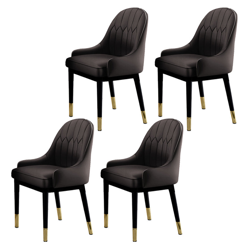 Glam Dining Chairs Matte Finish Leather Curved Parsons Chair for kitchen Dark Coffee 4 Piece Set Clearhalo ' kitchen&dining_furn' 'Dining Chairs' 'Dining Tables & Seating' 'dining_chair' 'furn' 'furn_dining_chair' 'Furniture' 'furniture_dining_chair' 'Kitchen & Dining Furniture' 'kitchen' 4414280
