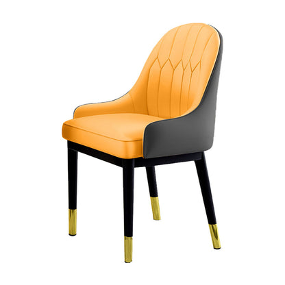 Glam Dining Chairs Matte Finish Leather Curved Parsons Chair for kitchen Yellow-Gray 1 Piece Clearhalo ' kitchen&dining_furn' 'Dining Chairs' 'Dining Tables & Seating' 'dining_chair' 'furn' 'furn_dining_chair' 'Furniture' 'furniture_dining_chair' 'Kitchen & Dining Furniture' 'kitchen' 4414281