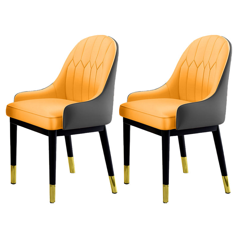 Glam Dining Chairs Matte Finish Leather Curved Parsons Chair for kitchen Yellow-Gray 2 Piece Set Clearhalo ' kitchen&dining_furn' 'Dining Chairs' 'Dining Tables & Seating' 'dining_chair' 'furn' 'furn_dining_chair' 'Furniture' 'furniture_dining_chair' 'Kitchen & Dining Furniture' 'kitchen' 4414282