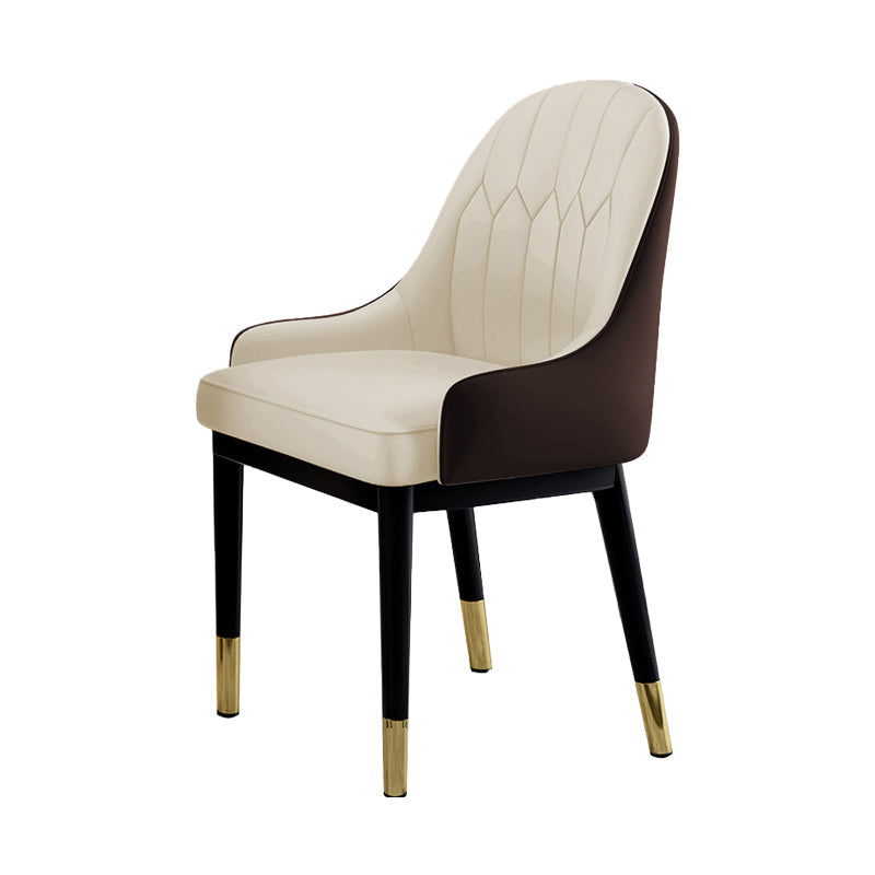 Glam Dining Chairs Matte Finish Leather Curved Parsons Chair for kitchen Beige-Coffee 1 Piece Clearhalo ' kitchen&dining_furn' 'Dining Chairs' 'Dining Tables & Seating' 'dining_chair' 'furn' 'furn_dining_chair' 'Furniture' 'furniture_dining_chair' 'Kitchen & Dining Furniture' 'kitchen' 4414284