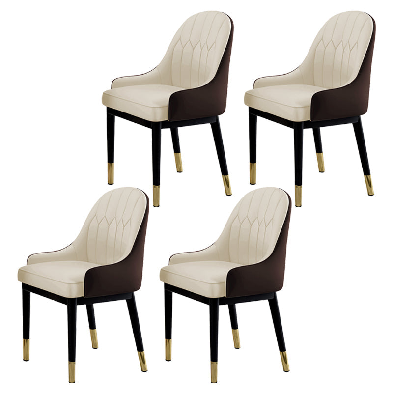 Glam Dining Chairs Matte Finish Leather Curved Parsons Chair for kitchen Beige-Coffee 4 Piece Set Clearhalo ' kitchen&dining_furn' 'Dining Chairs' 'Dining Tables & Seating' 'dining_chair' 'furn' 'furn_dining_chair' 'Furniture' 'furniture_dining_chair' 'Kitchen & Dining Furniture' 'kitchen' 4414286