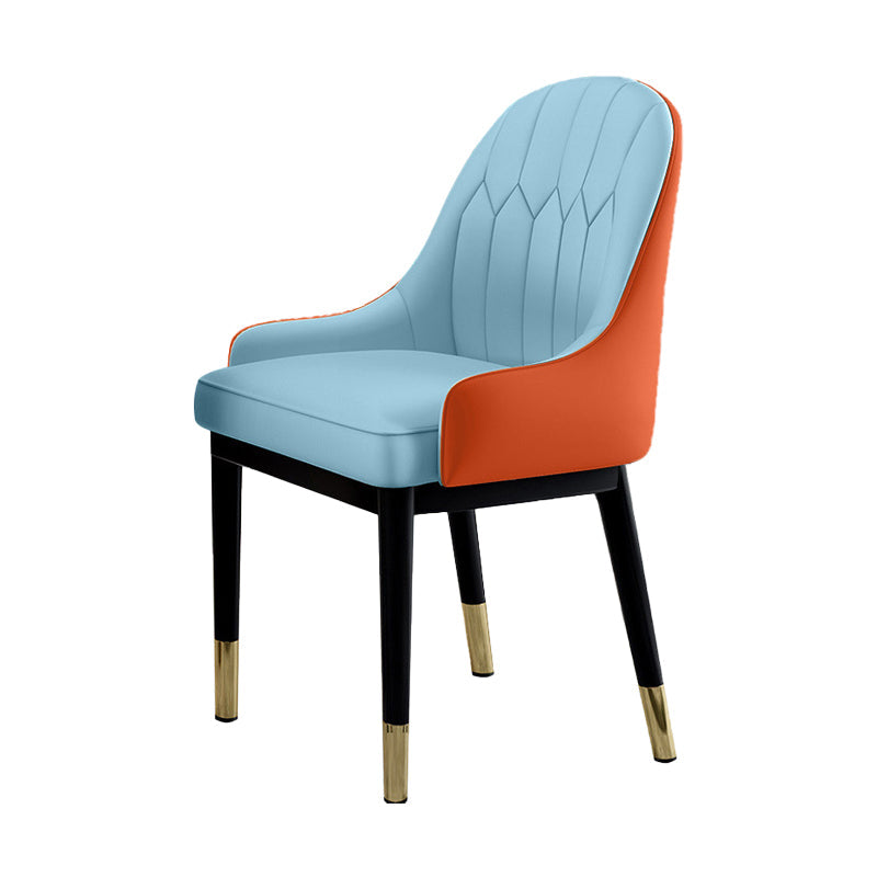 Glam Dining Chairs Matte Finish Leather Curved Parsons Chair for kitchen Blue-Orange 1 Piece Clearhalo ' kitchen&dining_furn' 'Dining Chairs' 'Dining Tables & Seating' 'dining_chair' 'furn' 'furn_dining_chair' 'Furniture' 'furniture_dining_chair' 'Kitchen & Dining Furniture' 'kitchen' 4414287