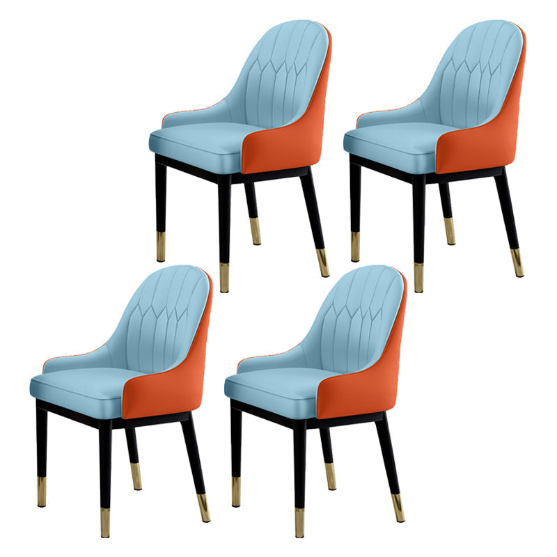 Glam Dining Chairs Matte Finish Leather Curved Parsons Chair for kitchen Blue-Orange 4 Piece Set Clearhalo ' kitchen&dining_furn' 'Dining Chairs' 'Dining Tables & Seating' 'dining_chair' 'furn' 'furn_dining_chair' 'Furniture' 'furniture_dining_chair' 'Kitchen & Dining Furniture' 'kitchen' 4414289