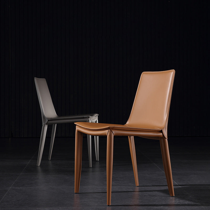 Contemporary Leather Curved Side Chair Matte Finish Parsons Chair Clearhalo ' kitchen&dining_furn' 'Dining Chairs' 'Dining Tables & Seating' 'dining_chair' 'furn' 'furn_dining_chair' 'Furniture' 'furniture_dining_chair' 'Kitchen & Dining Furniture' 'kitchen' 4414291