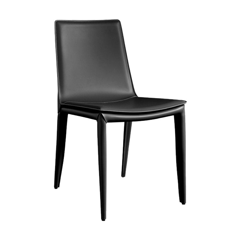 Contemporary Leather Curved Side Chair Matte Finish Parsons Chair Black 1 Piece Clearhalo ' kitchen&dining_furn' 'Dining Chairs' 'Dining Tables & Seating' 'dining_chair' 'furn' 'furn_dining_chair' 'Furniture' 'furniture_dining_chair' 'Kitchen & Dining Furniture' 'kitchen' 4414292