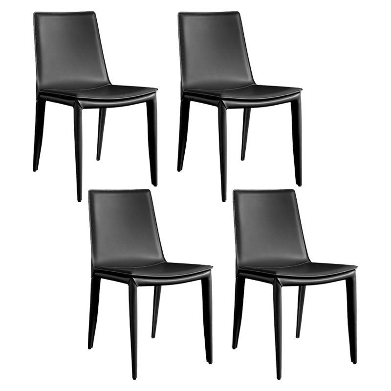 Contemporary Leather Curved Side Chair Matte Finish Parsons Chair Black 4 Piece Set Clearhalo ' kitchen&dining_furn' 'Dining Chairs' 'Dining Tables & Seating' 'dining_chair' 'furn' 'furn_dining_chair' 'Furniture' 'furniture_dining_chair' 'Kitchen & Dining Furniture' 'kitchen' 4414295