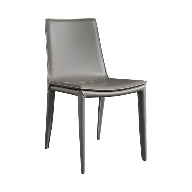 Contemporary Leather Curved Side Chair Matte Finish Parsons Chair Grey 1 Piece Clearhalo ' kitchen&dining_furn' 'Dining Chairs' 'Dining Tables & Seating' 'dining_chair' 'furn' 'furn_dining_chair' 'Furniture' 'furniture_dining_chair' 'Kitchen & Dining Furniture' 'kitchen' 4414297