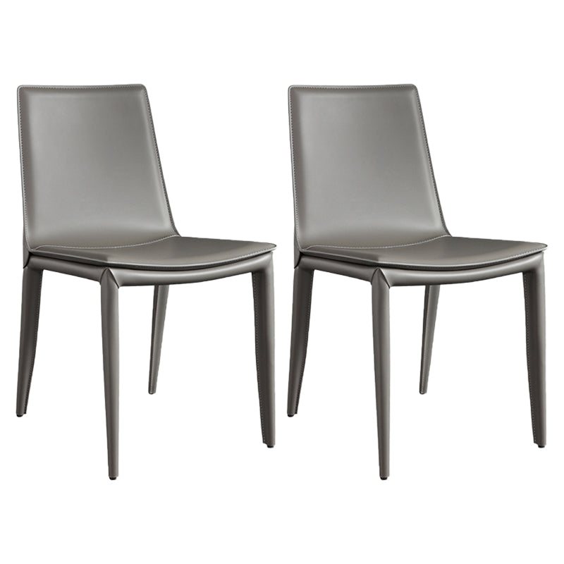 Contemporary Leather Curved Side Chair Matte Finish Parsons Chair Grey 2 Piece Set Clearhalo ' kitchen&dining_furn' 'Dining Chairs' 'Dining Tables & Seating' 'dining_chair' 'furn' 'furn_dining_chair' 'Furniture' 'furniture_dining_chair' 'Kitchen & Dining Furniture' 'kitchen' 4414300