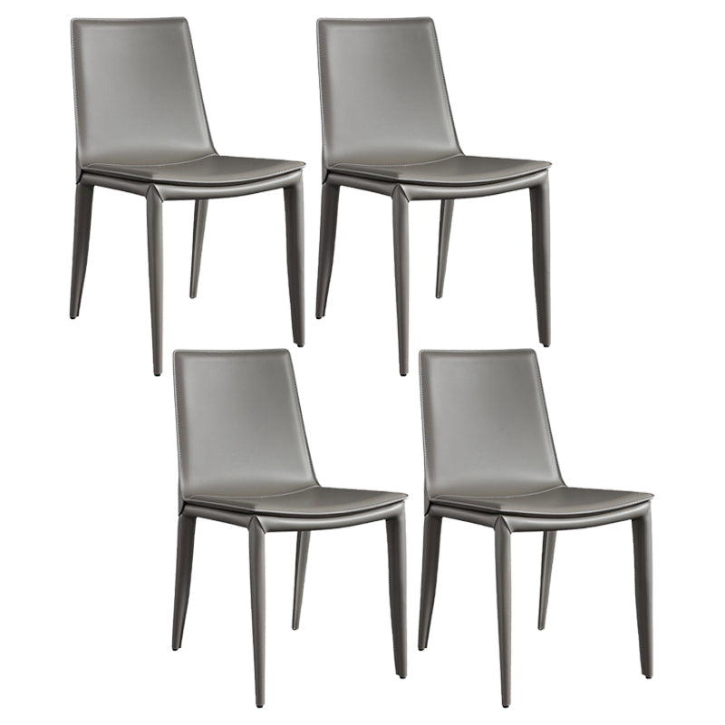 Contemporary Leather Curved Side Chair Matte Finish Parsons Chair Grey 4 Piece Set Clearhalo ' kitchen&dining_furn' 'Dining Chairs' 'Dining Tables & Seating' 'dining_chair' 'furn' 'furn_dining_chair' 'Furniture' 'furniture_dining_chair' 'Kitchen & Dining Furniture' 'kitchen' 4414302