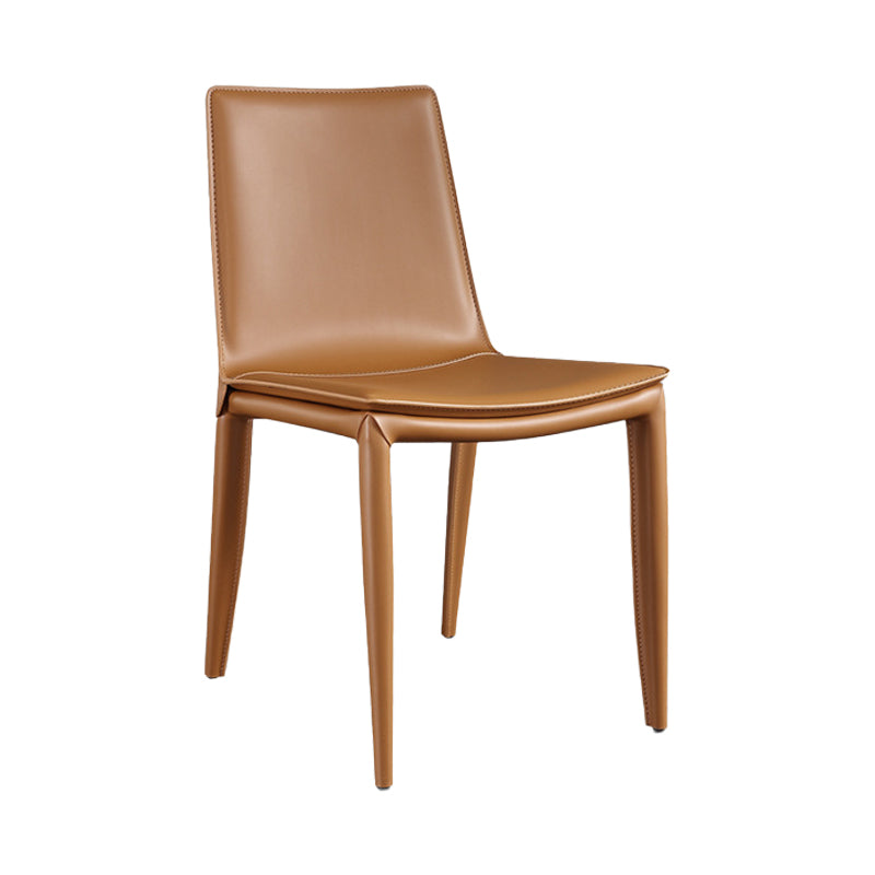 Contemporary Leather Curved Side Chair Matte Finish Parsons Chair Orange 1 Piece Clearhalo ' kitchen&dining_furn' 'Dining Chairs' 'Dining Tables & Seating' 'dining_chair' 'furn' 'furn_dining_chair' 'Furniture' 'furniture_dining_chair' 'Kitchen & Dining Furniture' 'kitchen' 4414303
