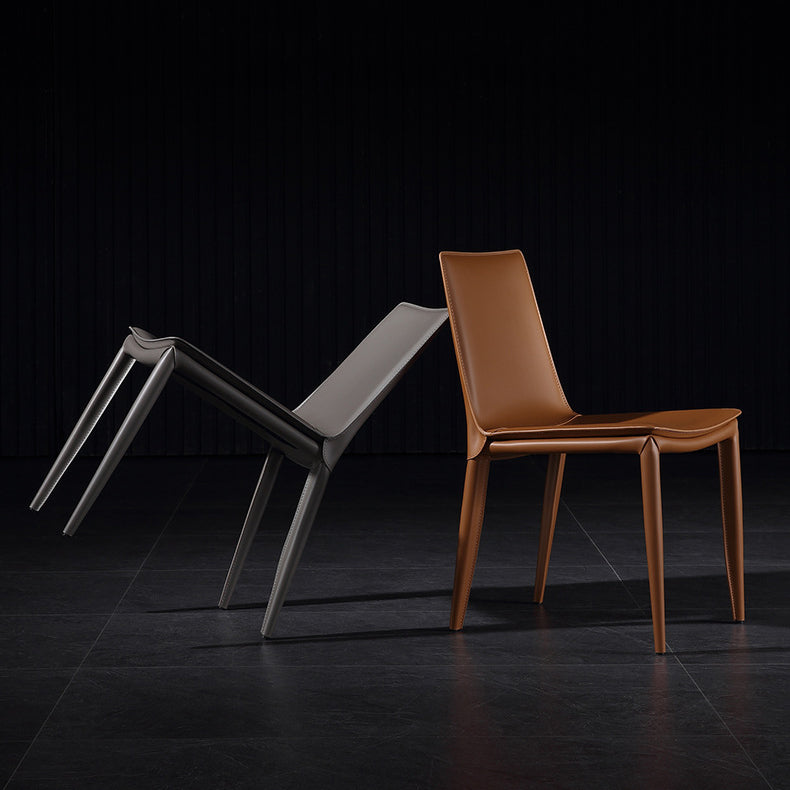 Contemporary Leather Curved Side Chair Matte Finish Parsons Chair Clearhalo ' kitchen&dining_furn' 'Dining Chairs' 'Dining Tables & Seating' 'dining_chair' 'furn' 'furn_dining_chair' 'Furniture' 'furniture_dining_chair' 'Kitchen & Dining Furniture' 'kitchen' 4414310